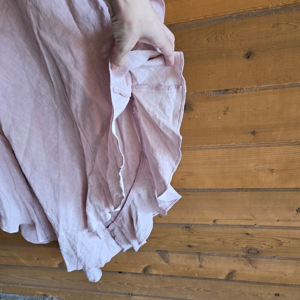 JAG Eden Dress Midi Blush Pink Linen S/M Ruffled Coastal Summer Cottagecore Boho - Picture 5 of 8